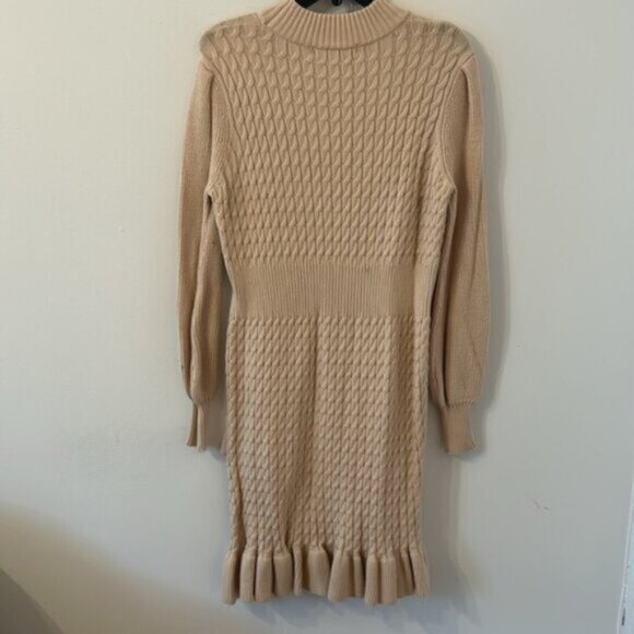Anthropologie Flat White Long Sleeve Sweater Dress Tan Beige Size XL - Picture 6 of 7